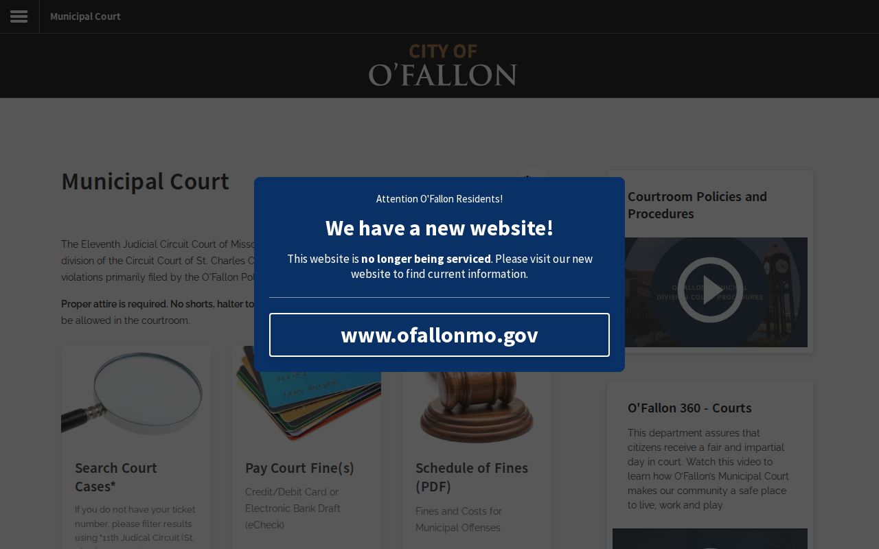 St. Charles County criminal case search routes for O’Fallon Municipal Court