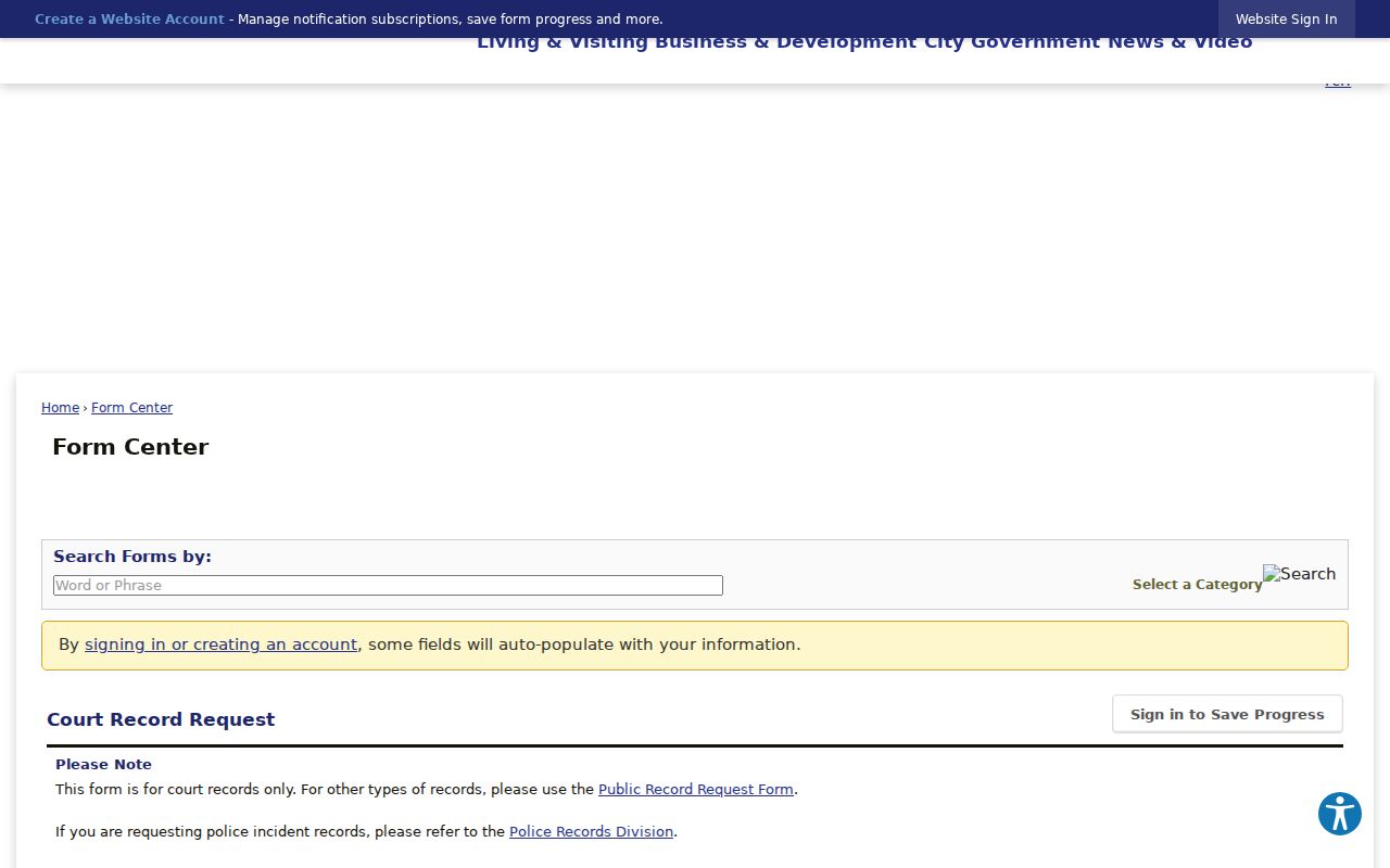 St. Charles County municipal criminal court record request form for St. Peters