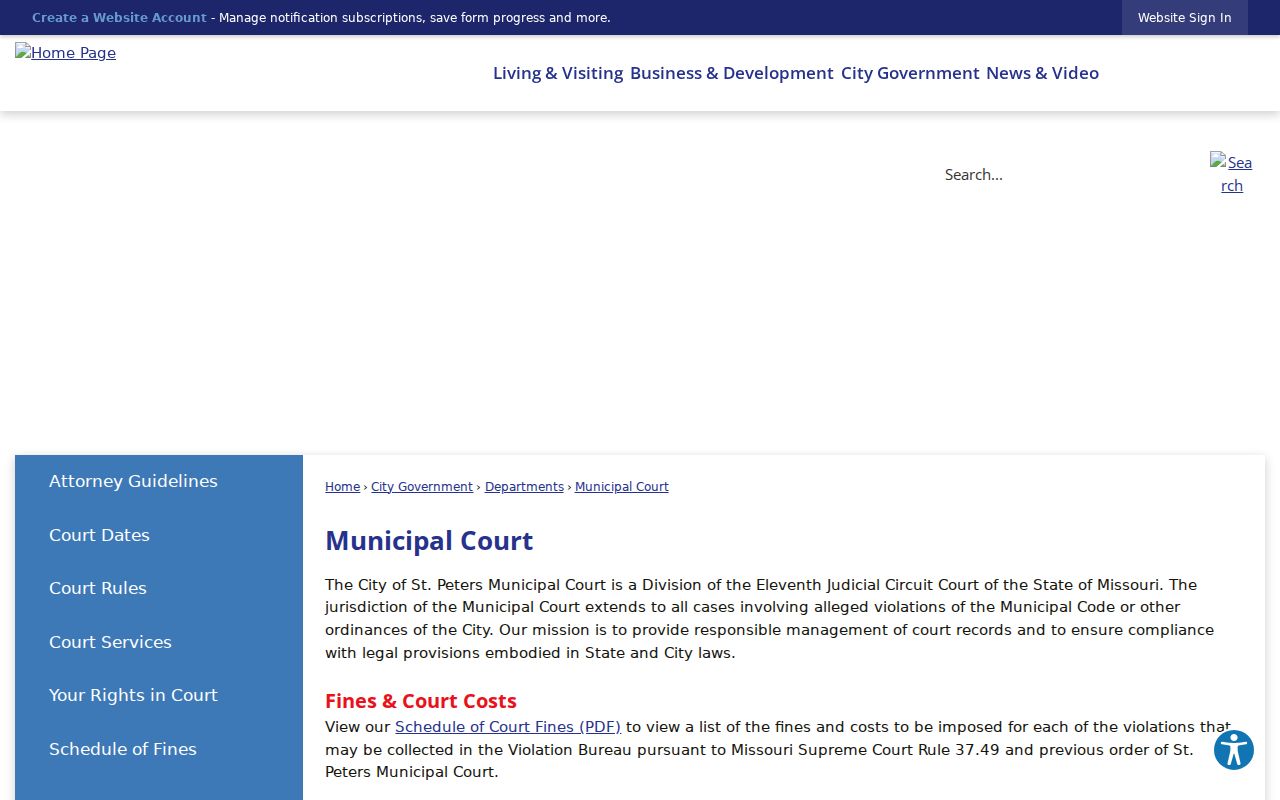 St. Charles County criminal case access through St. Peters Municipal Court