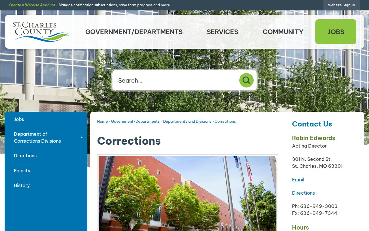 St. Charles County criminal history Corrections and inmate contact page