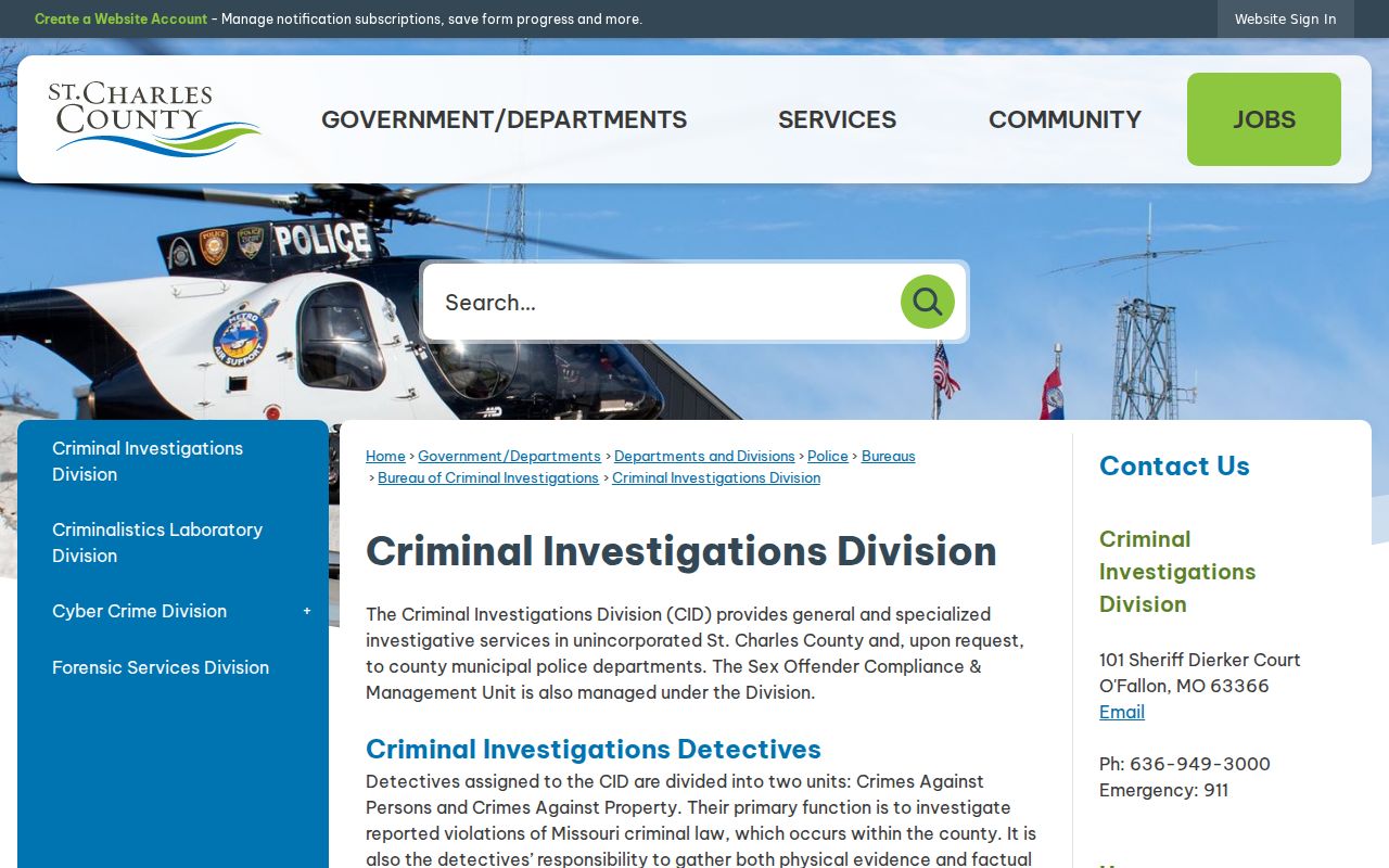 St. Charles County sex offender registration and compliance unit information